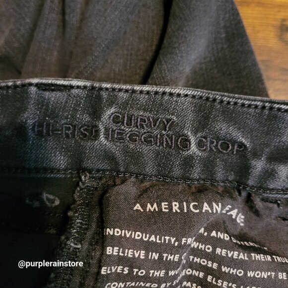 American Eagle Jeans 0 R Dream Jegging Curvy Hi Rise Crop Button Fly Black Wash - Picture 5 of 12
